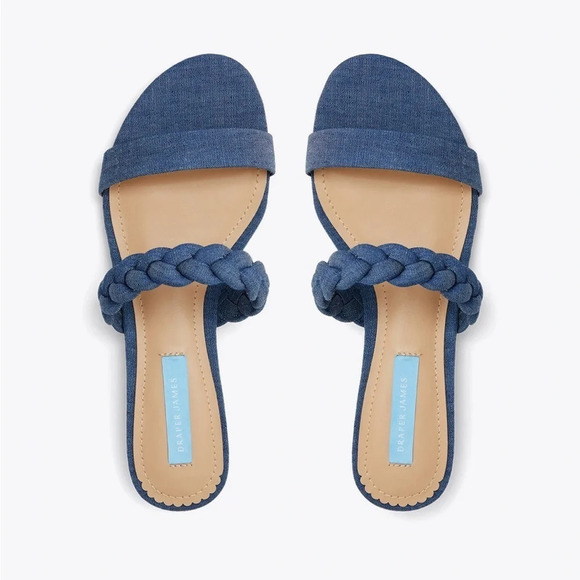 New! Draper James Ellie sandals chambray blue braided strap - Picture 2 of 11